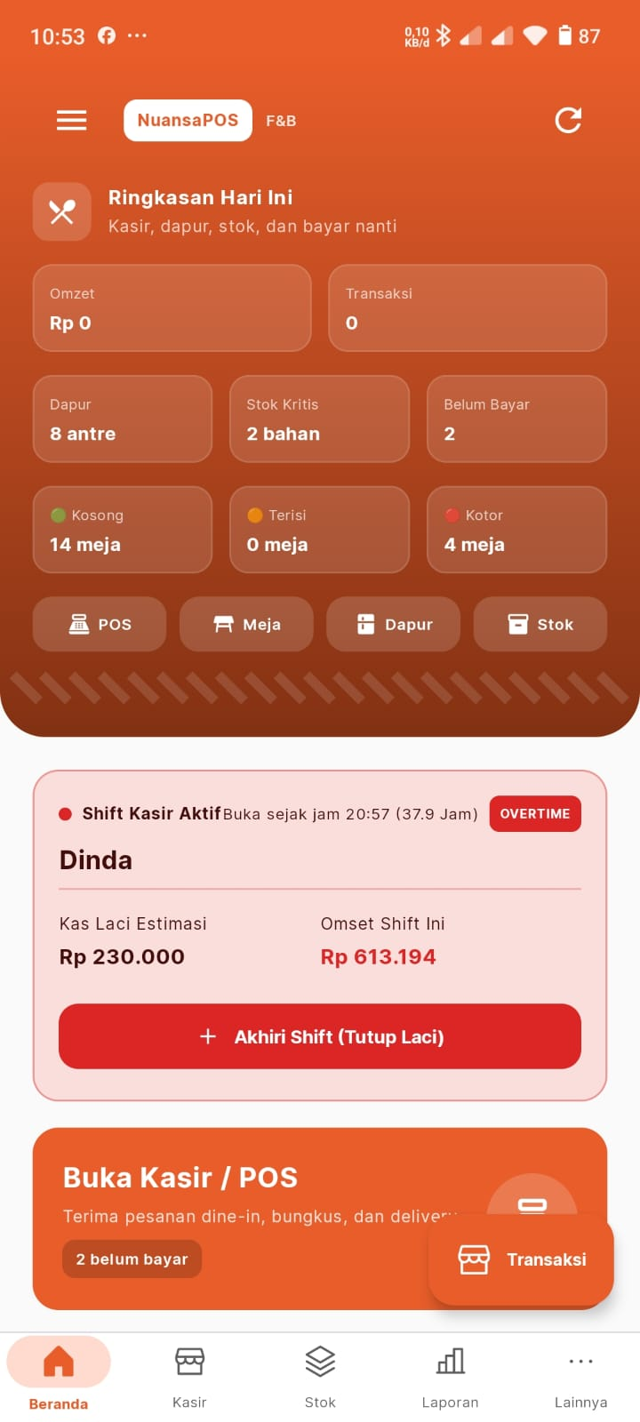 Tampilan aplikasi NuansaPos